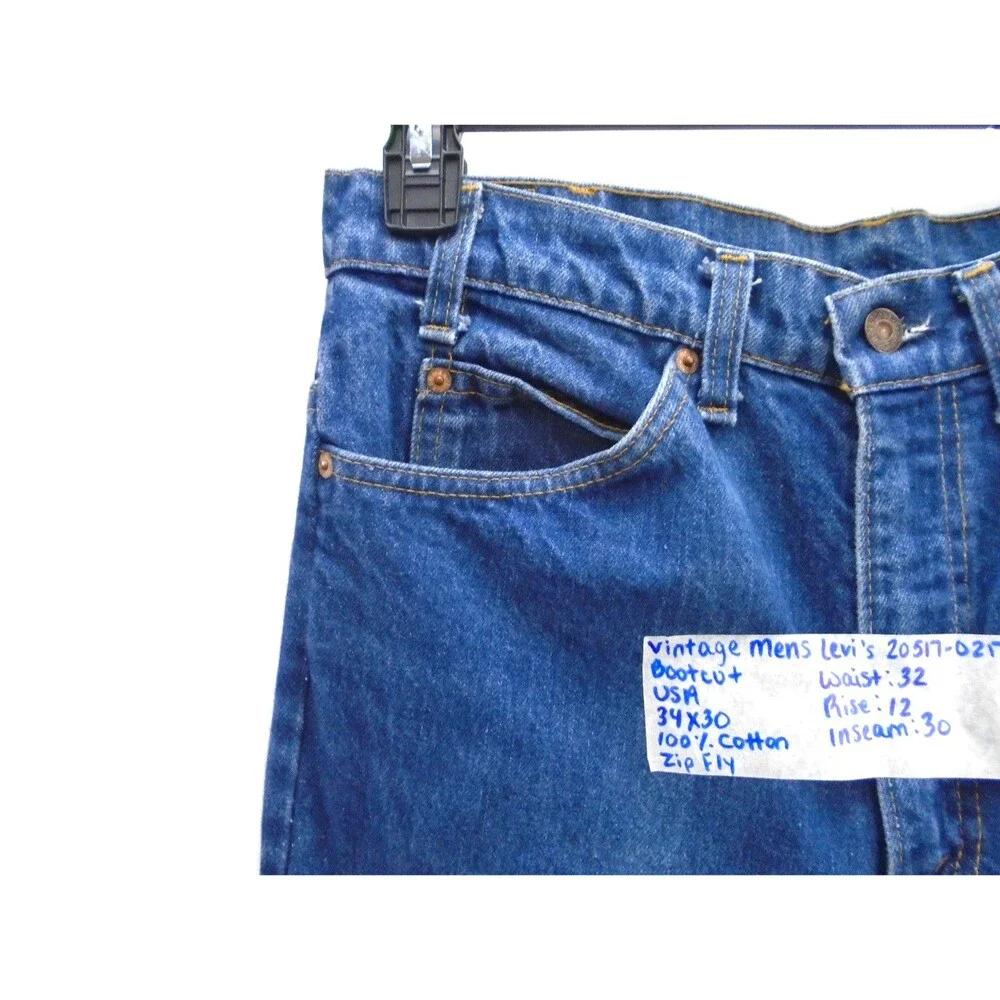 Vintage Levi's 517 1980's ORANGE TAB Men Bootcut Blue Jeans 34 (32x30) MADE USA - Picture 6 of 16